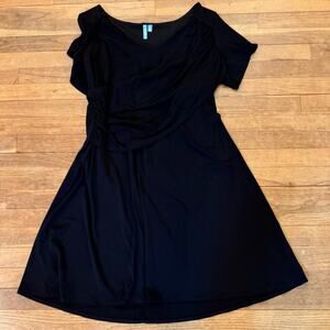 b-slim black jersey midi a-line short sleeve dress size 2X
 b20